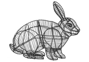 Rabbit, Hopping, 13 inch  (Frame) 13 inch  x 17 inch  x 7 inch