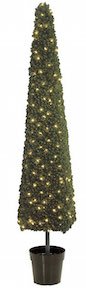 6 foot PVC Pine Square Cone Topiary with Incandescent Mini Lights