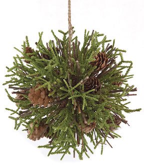 6 and 5 Inch Pine Cone Ball Green and Natural