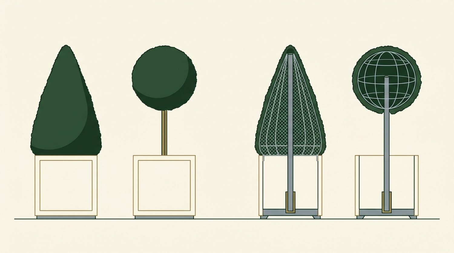 A cone and a ball on a stem, and the pole and cage under them. This is why a shape still reads as that shape after five seasons.