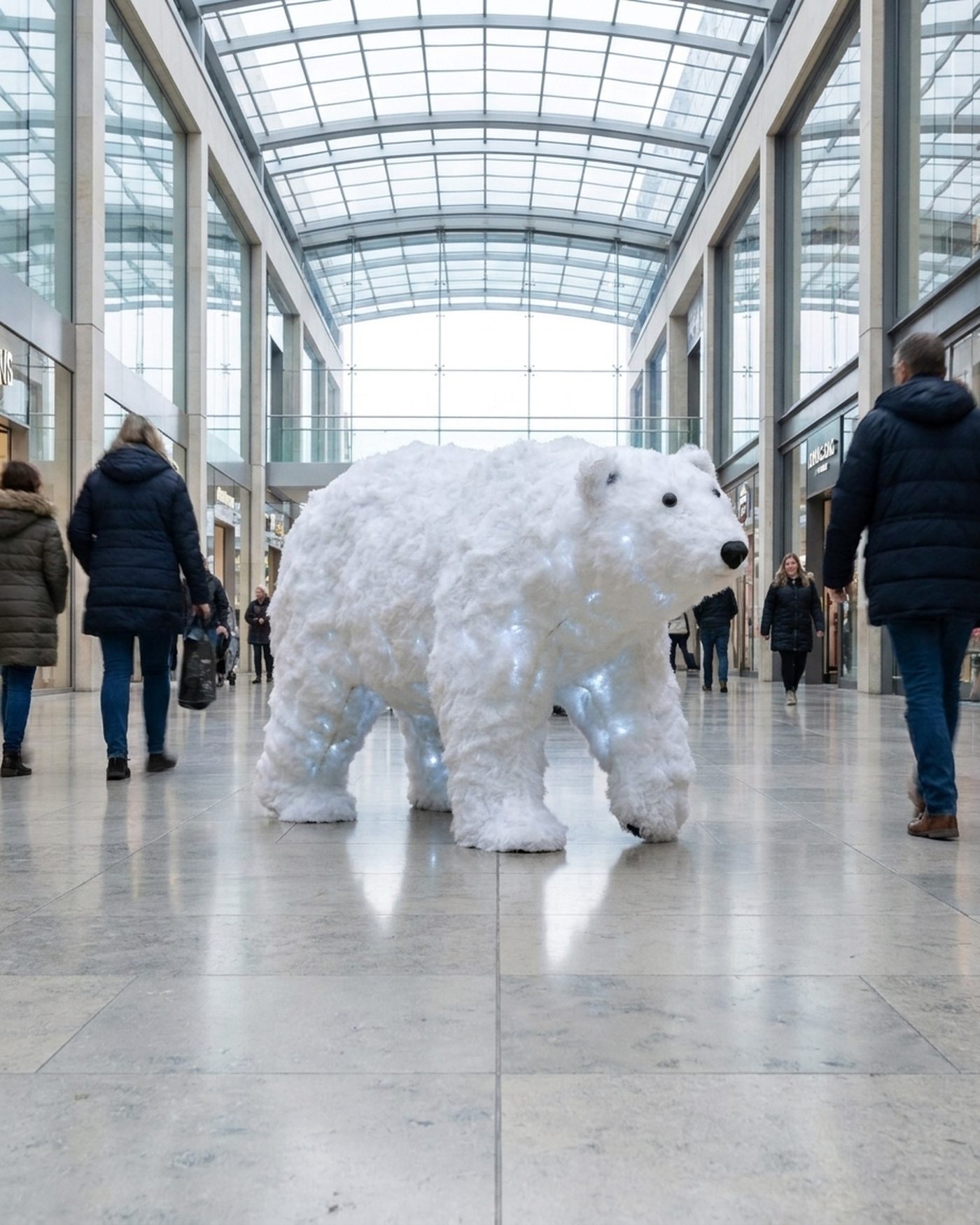 A polar bear, lit cool white — concept render
