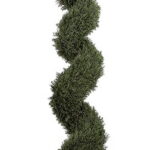 Single spiral-trimmed cypress topiary in a tall ornate urn planter