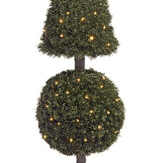 6 foot PVC Pine Square Cone Topiary with Warm White LED Lights