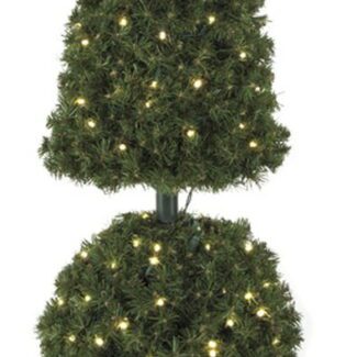 5 Foot Pyramid Ball Pine Topiary with Lights | TOPIARYTREE.NET