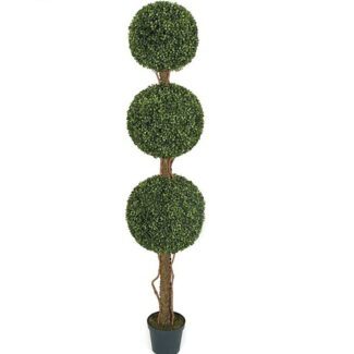 5 foot Boxwood Triple Ball Topiary Synthetic PVC Trunk Trunk | TOPIARYTREE.NET
