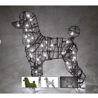 Poodle Wire Frame Topiary, 17 inch  (Lit) 17 inch  x 18 inch  x 9 inch | TOPIARYTREE.NET