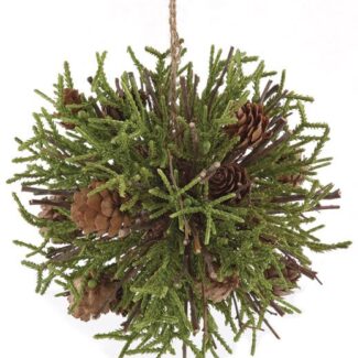 6 and 5 Inch Pine Cone Ball Green and Natural | TOPIARYTREE.NET