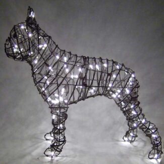 Boston Terrier Wire Frame Topiary, 20 inch   (Lit) 20 inch  x 23 inch  x 8 inch | TOPIARYTREE.NET