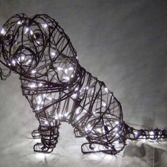 Cavalier Sitting Wire Frame Topiary, 16 inch   (Lit) 16 inch  x 23 inch  x 10 inch | TOPIARYTREE.NET
