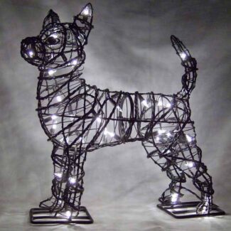 Chihuahua Wire Frame Topiary, 16 inch   (Lit) 16 inch  x 16 inch  x 5 inch | TOPIARYTREE.NET