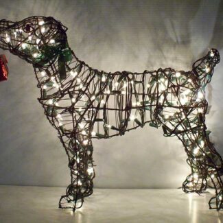 Jack Russell Wire Frame Topiary, 14 inch  (Lit) 14 inch  x 22 inch  x 7 inch | TOPIARYTREE.NET