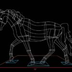 Line-drawing CAD rendering of a horse topiary wireframe with 72-inch dimension labels