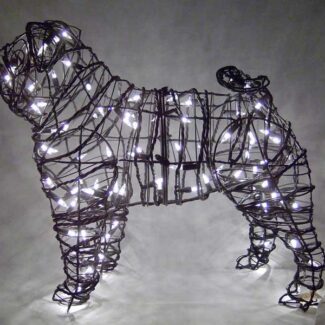 Pug Wire Frame Topiary, 18 inch  (Lit) 18 inch  x 19 inch  x 8 inch | TOPIARYTREE.NET