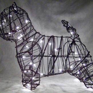 Westie Wire Frame Topiary, 14 inch  (Lit) 14 inch  x 19 inch  x 7 inch | TOPIARYTREE.NET