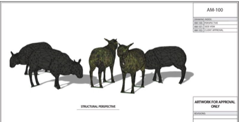 Sheep Family Grazing, Sleeping & Standing Topiary