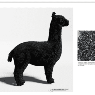 Topiary Llama in Black Outdoor Boxwoods | TOPIARYTREE.NET