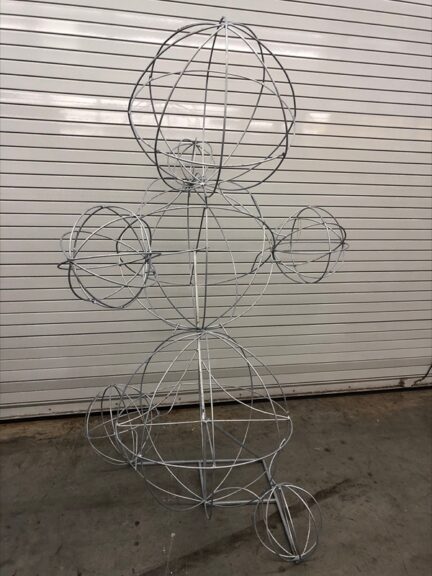 Bare galvanized metal frame of connected spheres
