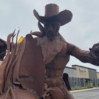Life size Running Horse - Cowboy Metal Decorated Topiary Sculpture