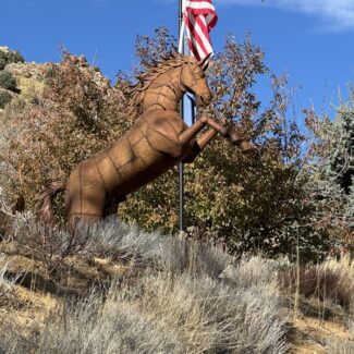Life size Running Horse Rearing on a Mountain | TOPIARYTREE.NET