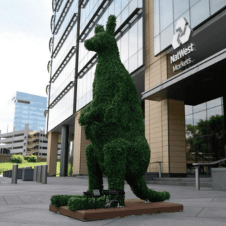 9 foot Kangaroo + Baby with Outdoor Boxwood Foliages | TOPIARYTREE.NET