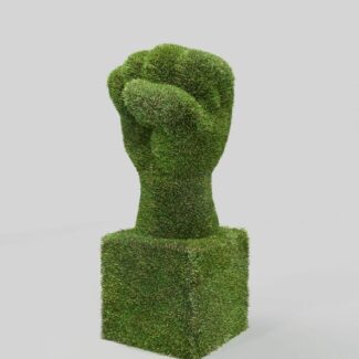 36-inch HandFist Grass Topiary + White Base | TOPIARYTREE.NET