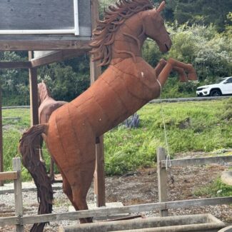 Rearing Horse Hand Made Using Scrap Metal, Spanish Style
