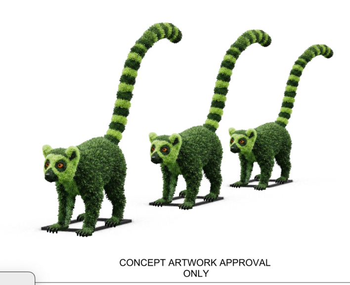 CAD drawing of the lemur topiary frame design