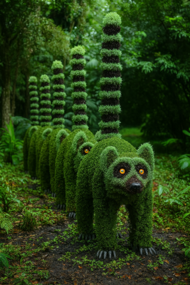 Reference photo of wild lemurs walking, used for design inspiration
