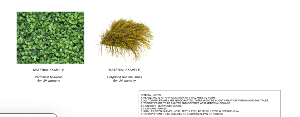 CAD drawing detailing the lion's mane foliage