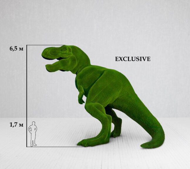 T-Rex dinosaur sculpture covered in turf