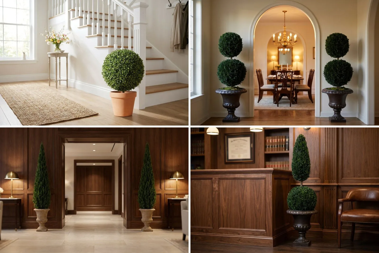 Preserved Topiary for Interiors: Balls, Cones and Spirals