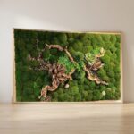 18x30 Wood Frame with Preserved Moss and Driftwood