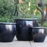 Garden City Extra Large Tree Planter — Set of 3 — Red on Violet