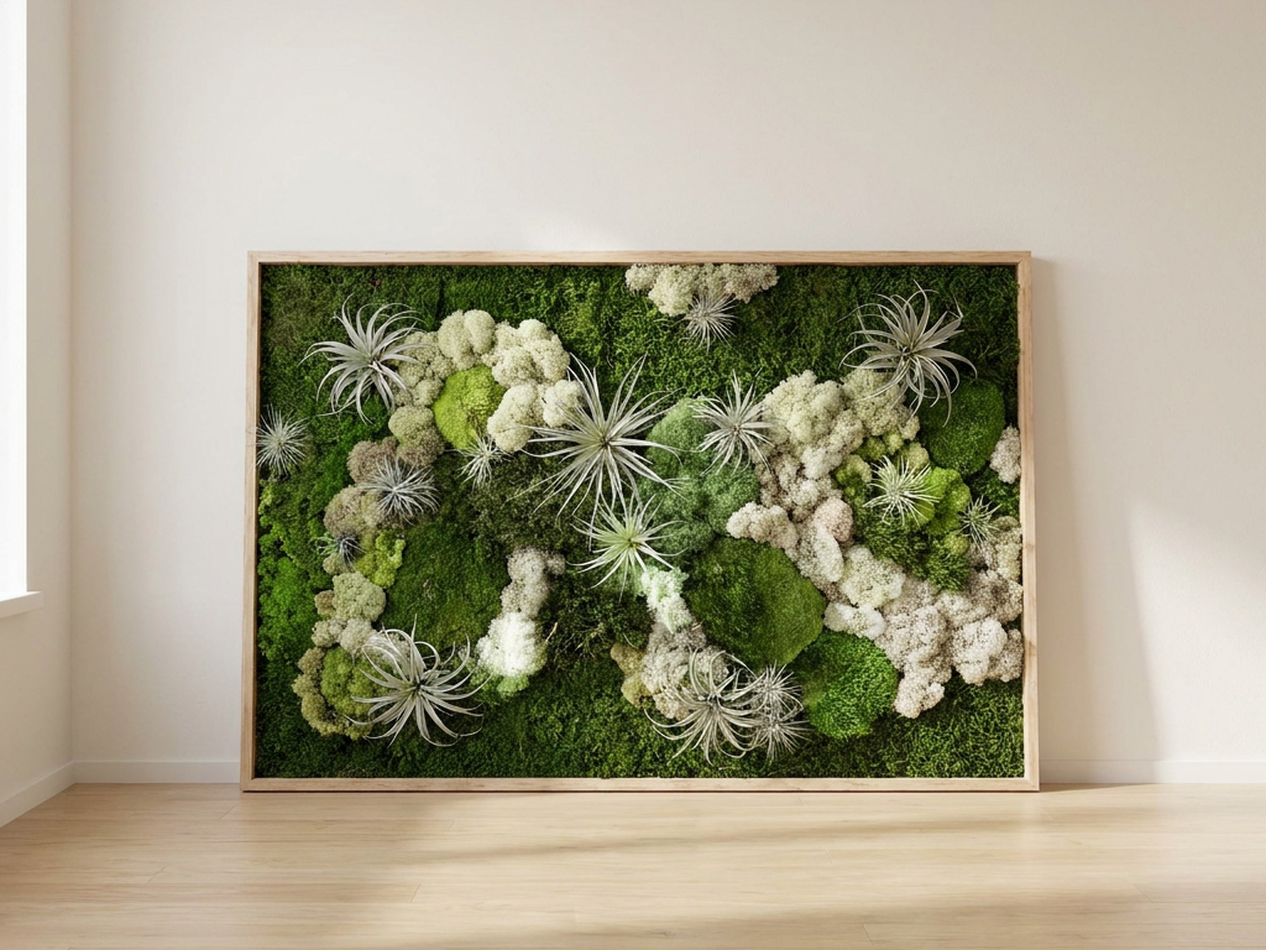 Preserved Moss and Air Plant Topiary Wall Art, 24 x 48 inch Preserved Moss and Air Plant Topiary Wall Art, 24 x 48 inch