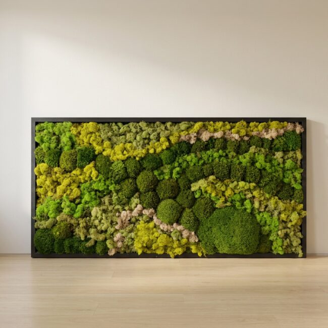 Preserved Moss Wall Art, Wood Frame, 14×24 in – 24×48 in