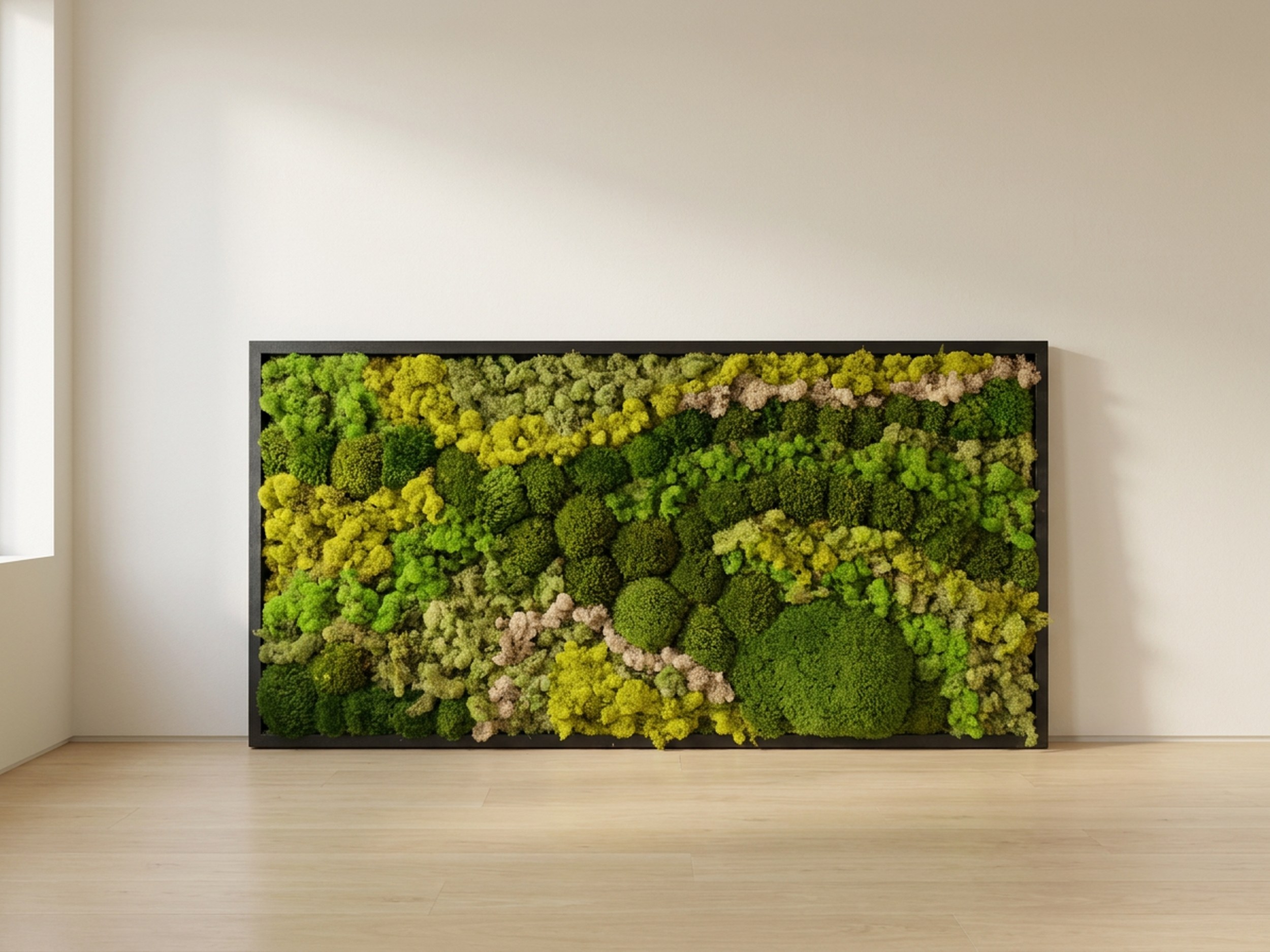Preserved Moss Wall Art, Wood Frame, 14×24 in – 24×48 in