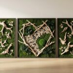 3-Piece Living Wall Art with Moss and Sticks