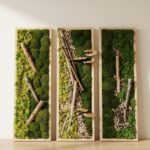 Driftwood and Preserved Moss Wall Art, 3-Piece Set, 12 x 36 In