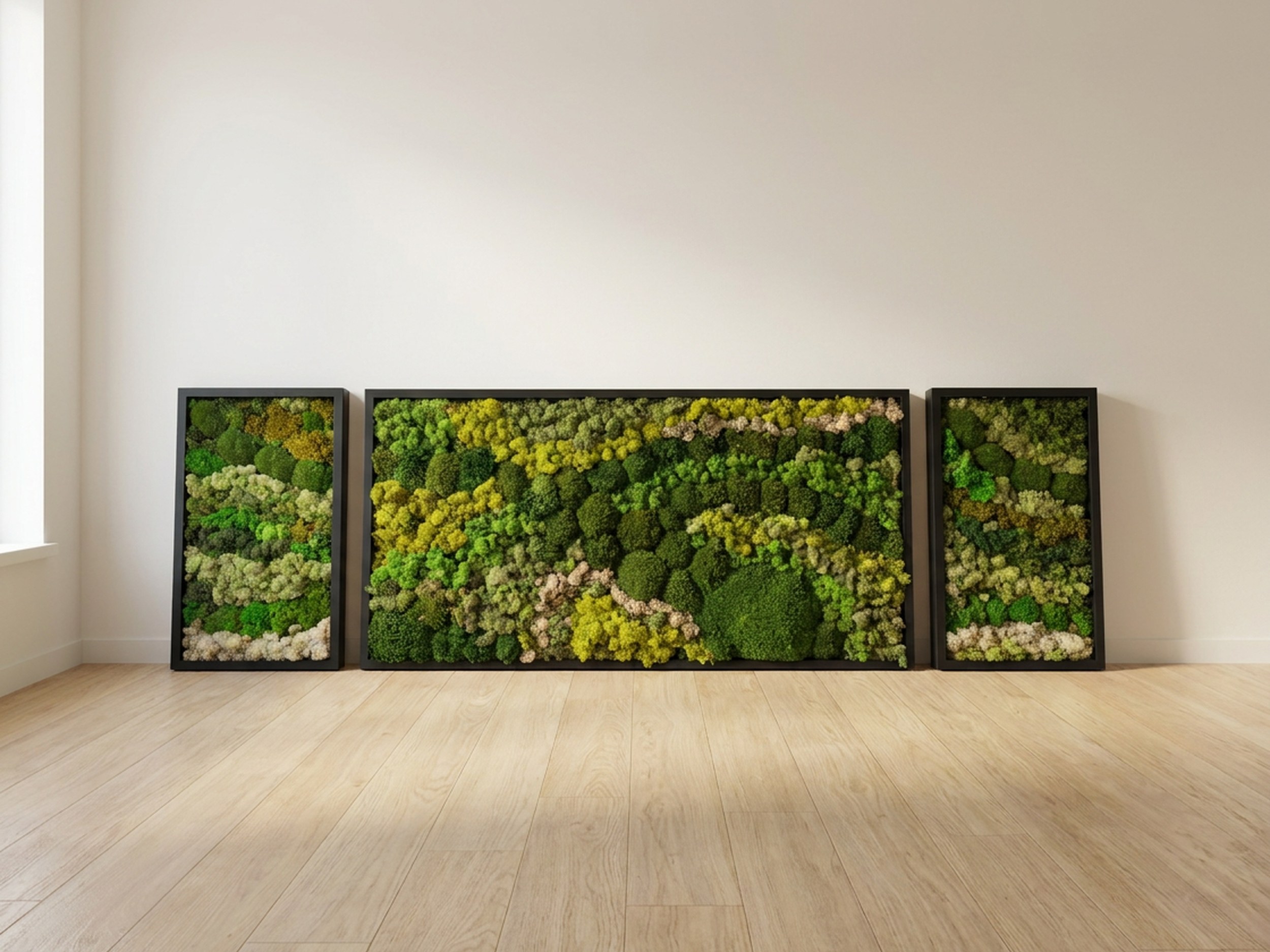 3-Piece Preserved Moss Wall Art, 24x48 3-Piece Preserved Moss Wall Art, 24x48