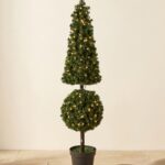 Pyramid Ball Pine Topiary with Lights, 5 ft