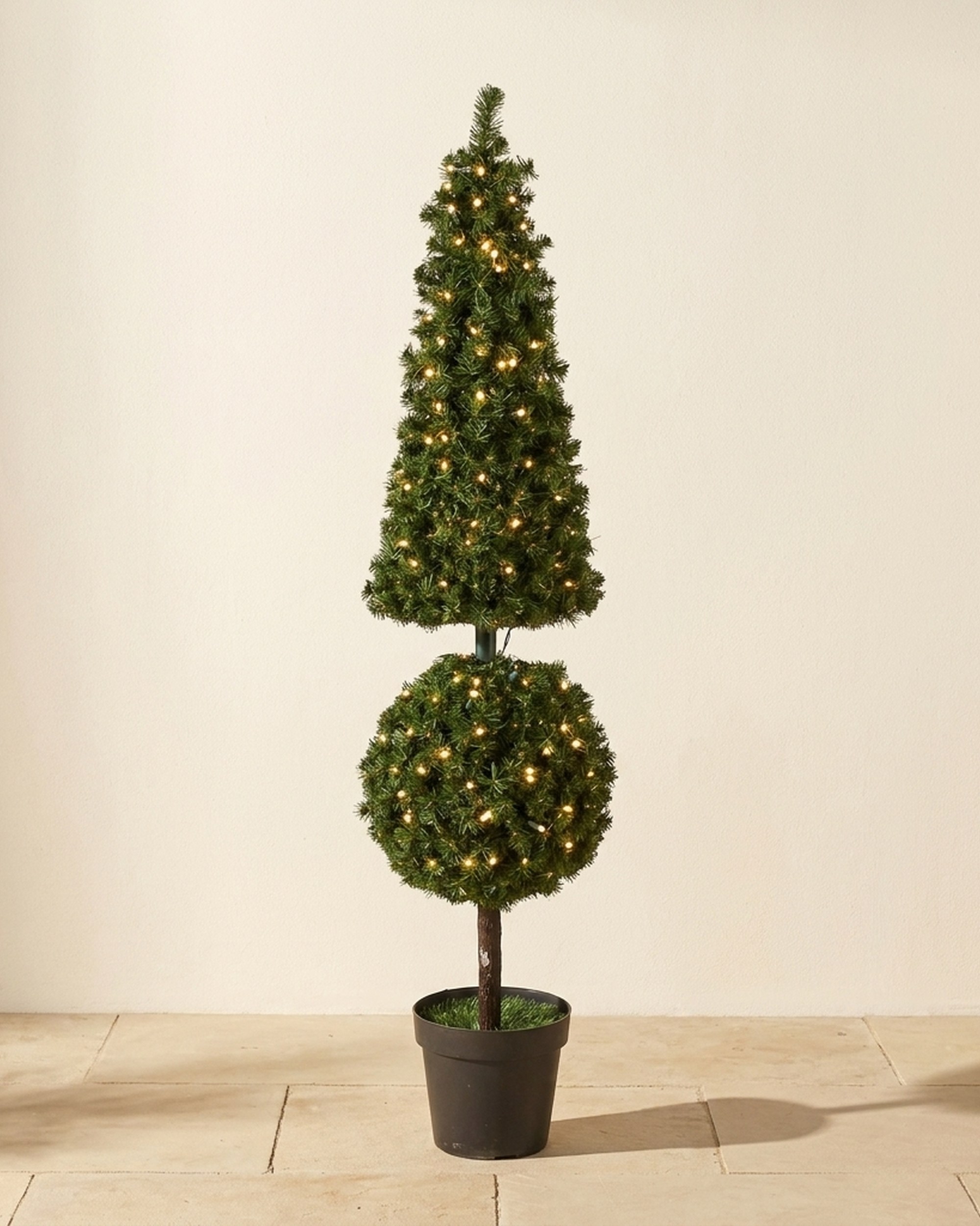 Pyramid Ball Pine Topiary with Lights, 5 ft Pyramid Ball Pine Topiary with Lights, 5 ft