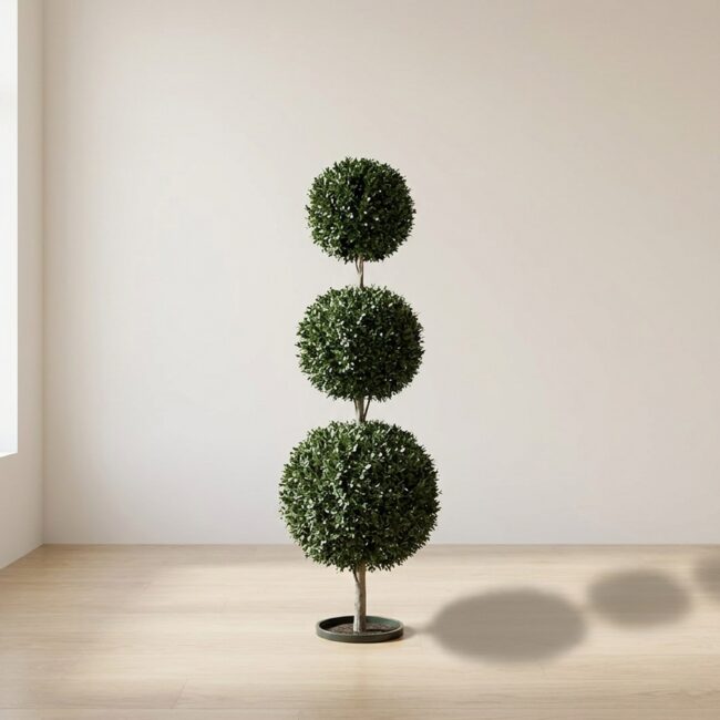 Preserved Boxwood Triple Ball Topiary, 60 inch