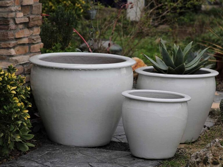 Fish Bowl Planter, Set of 3: White White
