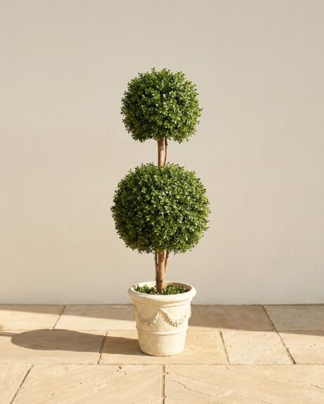 4 ft Artificial Double Ball Boxwood Topiary, Outdoor