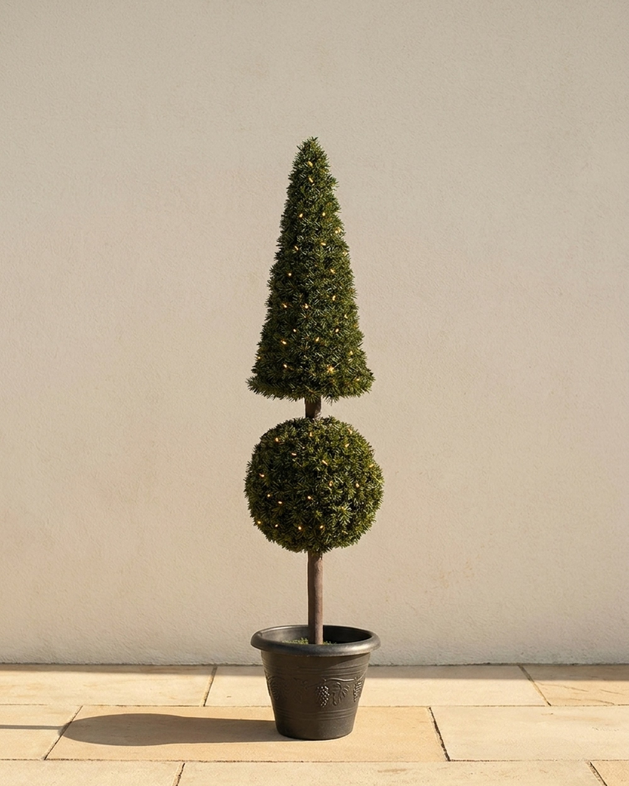 5-Foot Pyramid Ball Pine Topiary with Lights 5-Foot Pyramid Ball Pine Topiary with Lights