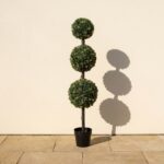 Artificial Triple Ball Pine Topiary with Lights, 5 ft