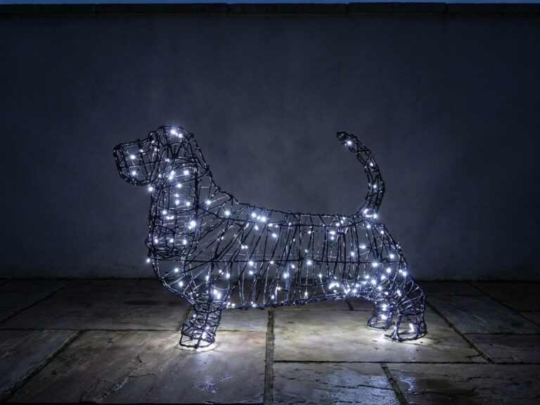 Lit Basset Hound Topiary, 21 Inch
