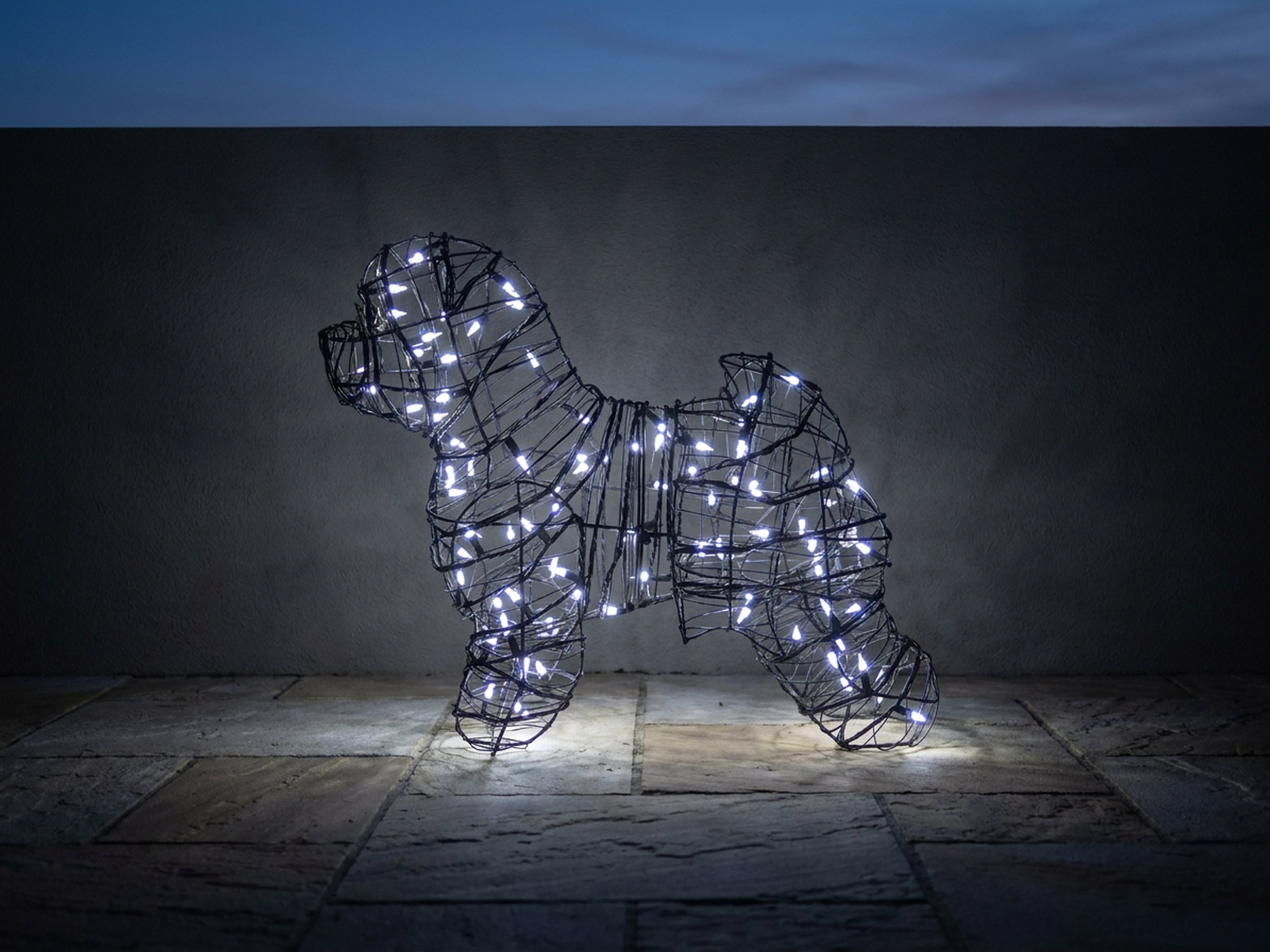 Bichon Frise Topiary, Lighted, 19 in