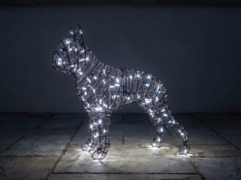 Lit Boston Terrier Topiary, 20 Inch