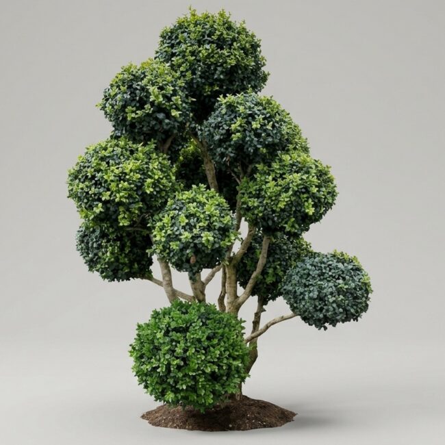 Boxwood Poodle Topiary, Buxus ‘Rotundifolia’, 4-5 Ft